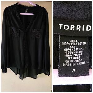 Torrid size 2x sheer black blouse. Worn twice like new